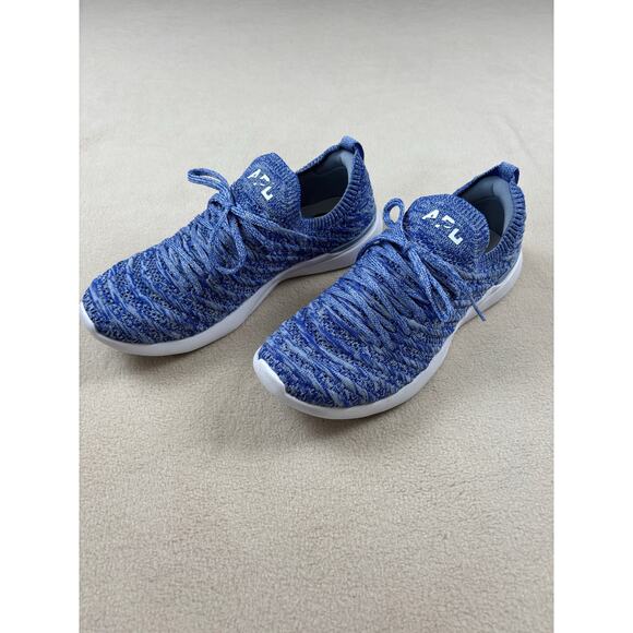Women's APL Techloom Wave running athletic Sneakers EUC size 8 blue white - Picture 1 of 10